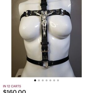 Black Leather Harness Crucifix by Hail Slither